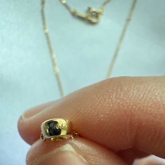 Natural Bezel Set Diamond Pendant Necklace / 18K Solid Gold / 16in Cable Chain - Picture 10 of 13